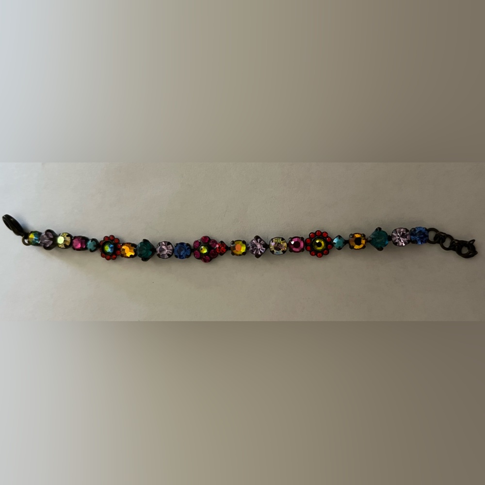 Retired Sorrelli Bracelet, multi colored stones with antique gold/brass setting